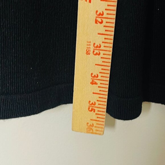 Vince Camuto Knit Dress Women Medium Black Ruffle Sleeve Trim A-Line Career - Picture 6 of 12